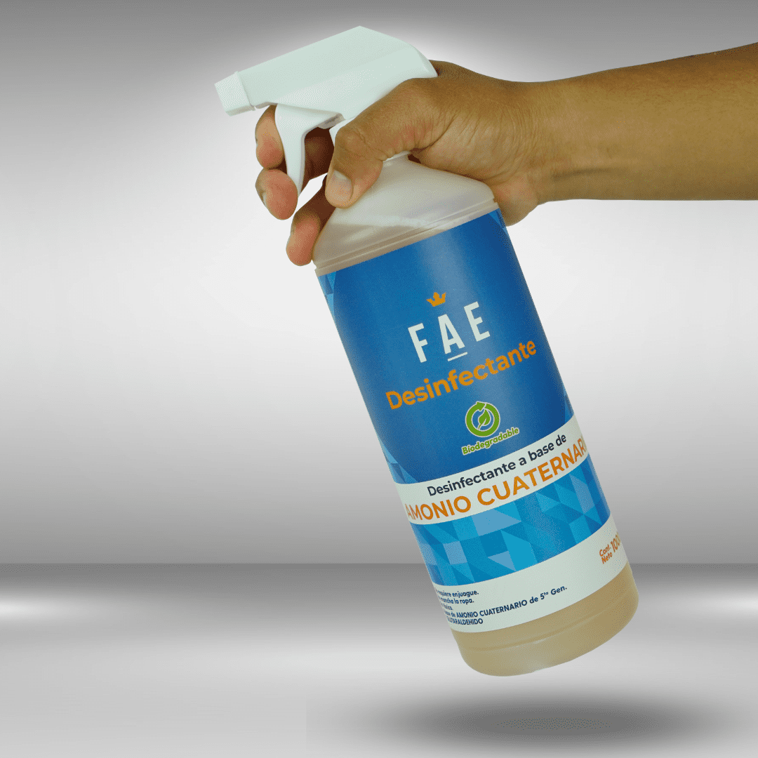 Desinfectante a Base de Amonio Cuaternario x1Lt FAE-001-0003 HOGAR_EMPRESA Desinfectante spray de Amonio Cuaternario